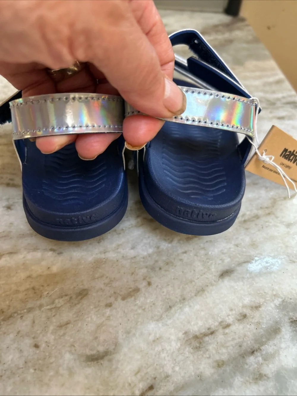 NATIVE CHARLEY KIDS  Toddler Sz 10 HOLOGRAM  Blue COMFORTABLE SANDAL